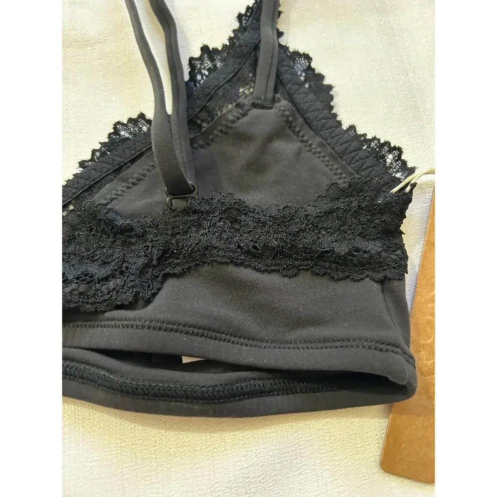 Skims Fits Everybody Lace Scoop Bralette Size Small Onyx - Picture 3 of 6